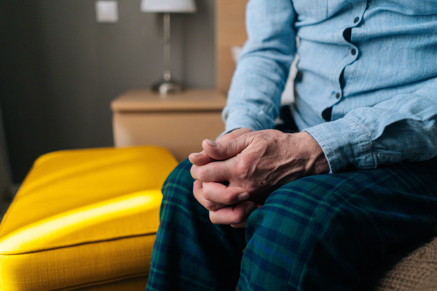 Close up of senior mans hands