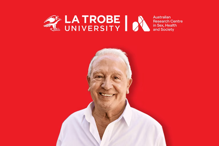 La Trobe University tile with an older man