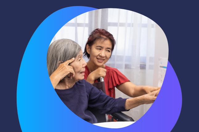 Image of an adult child and an older person