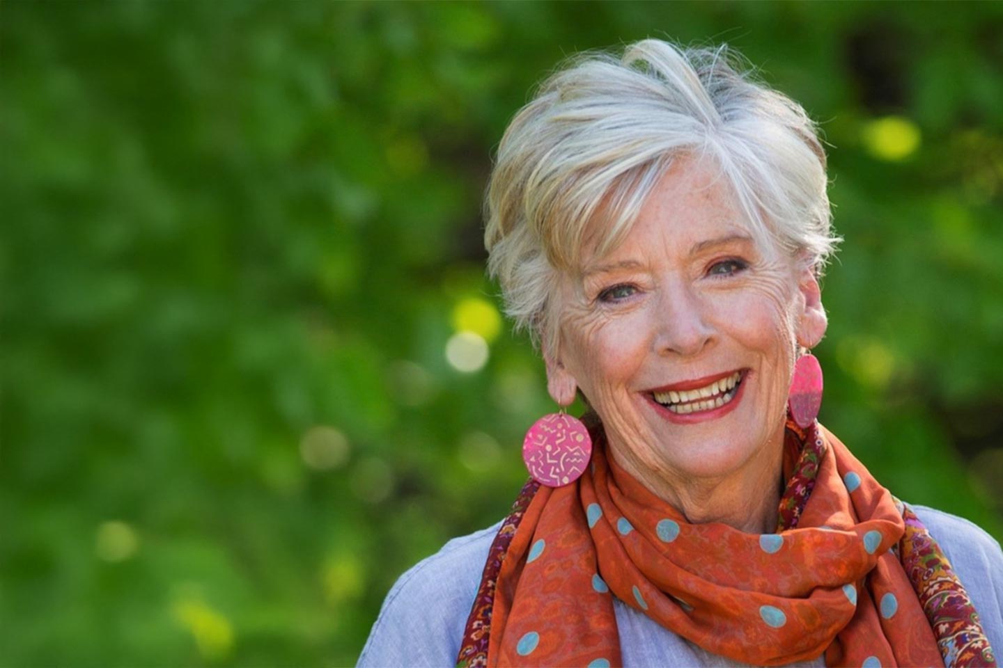 Photo of Maggie Beer wearing a red spotty scarf