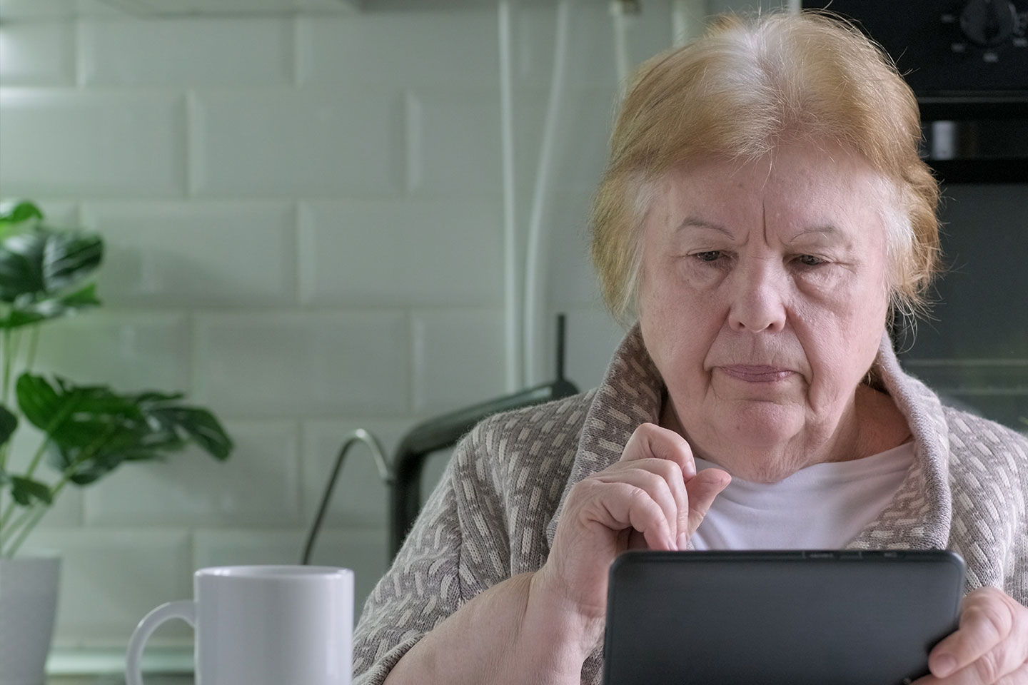 Photo of woman using a tablet
