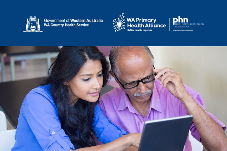 Image on an older man and a care worker