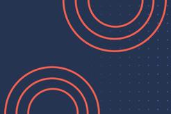 Navy background with Orange circles and Light purple dot pattern