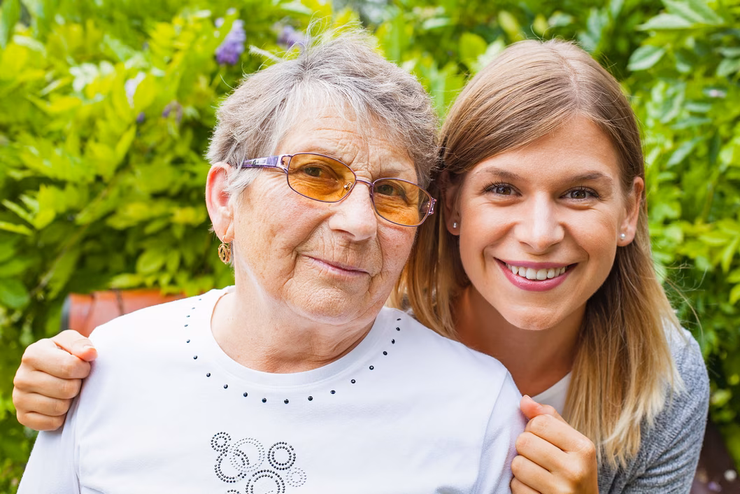 Senior woman with adult daughter
