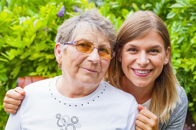 Senior woman with adult daughter