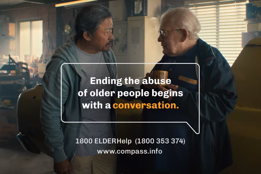 Still image from TV campaign targeting elder abuse