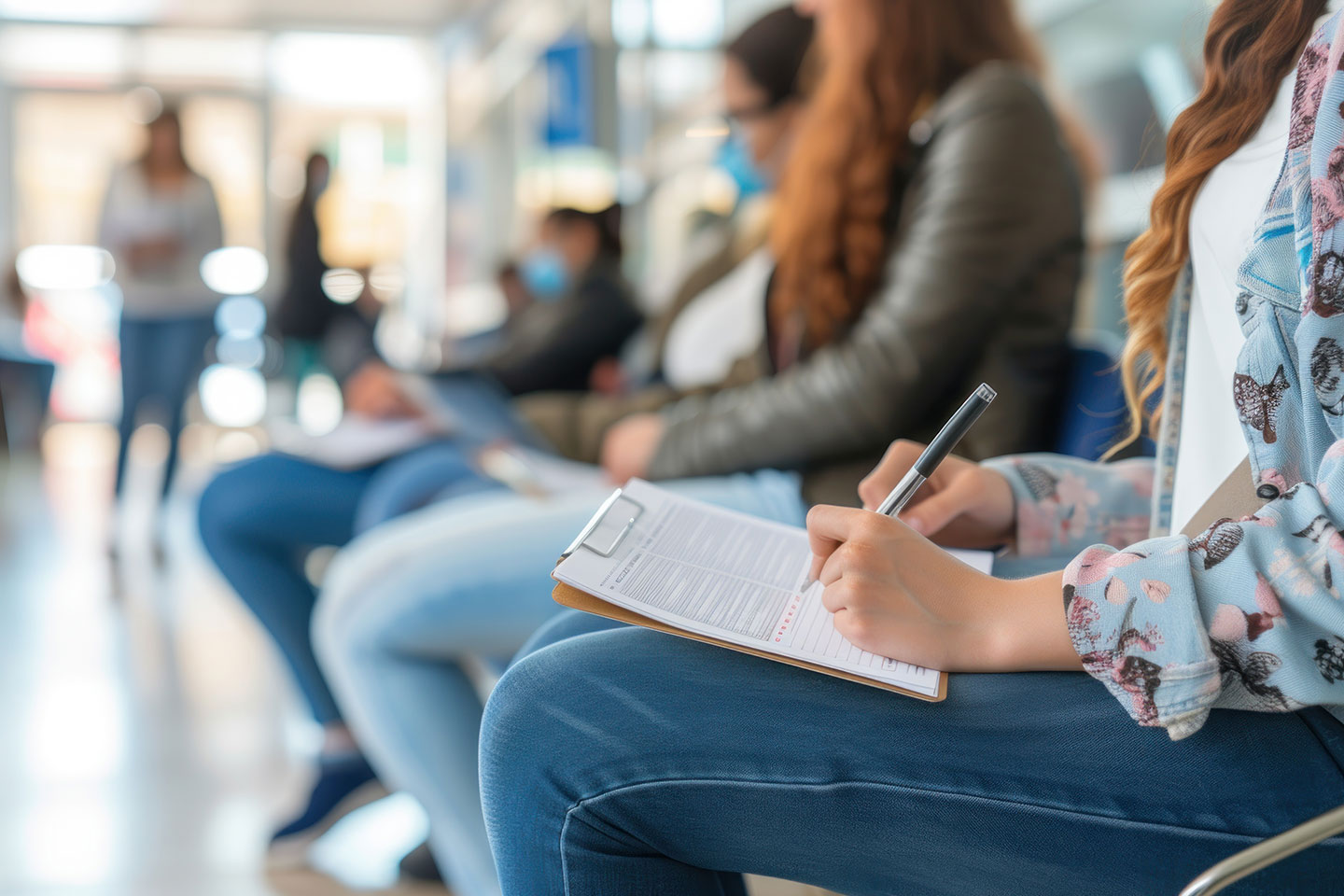 Photo of people filling in a questionnaire