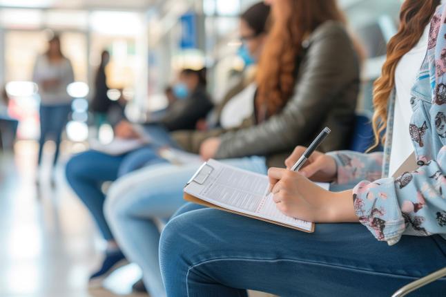 Photo of people filling in a questionnaire