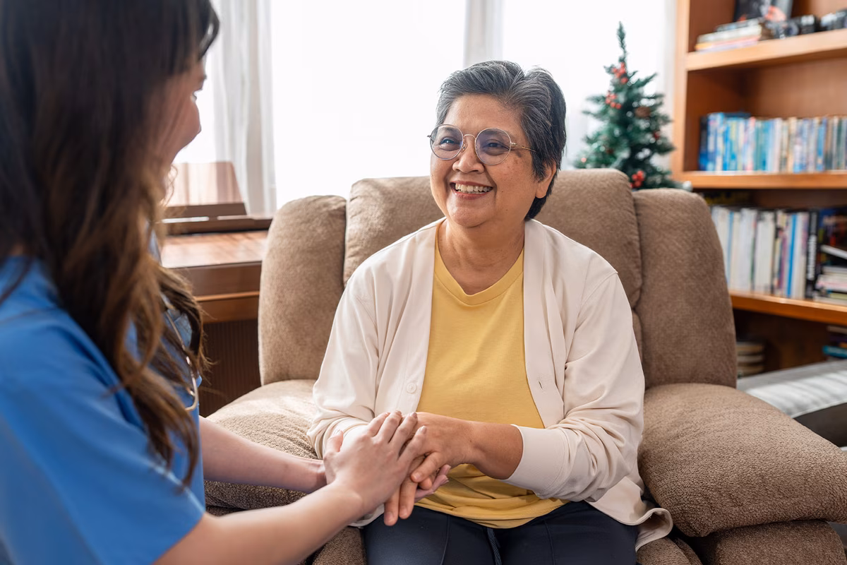 Image of an older women with a service provider
