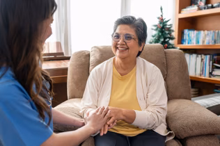 Image of an older women with a service provider