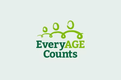 Logo with stylized green figures holding hands above the text "EveryAGE Counts" on a light background.