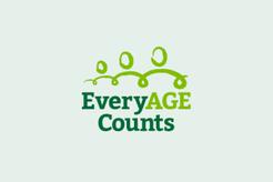 Logo with stylized green figures holding hands above the text "EveryAGE Counts" on a light background.