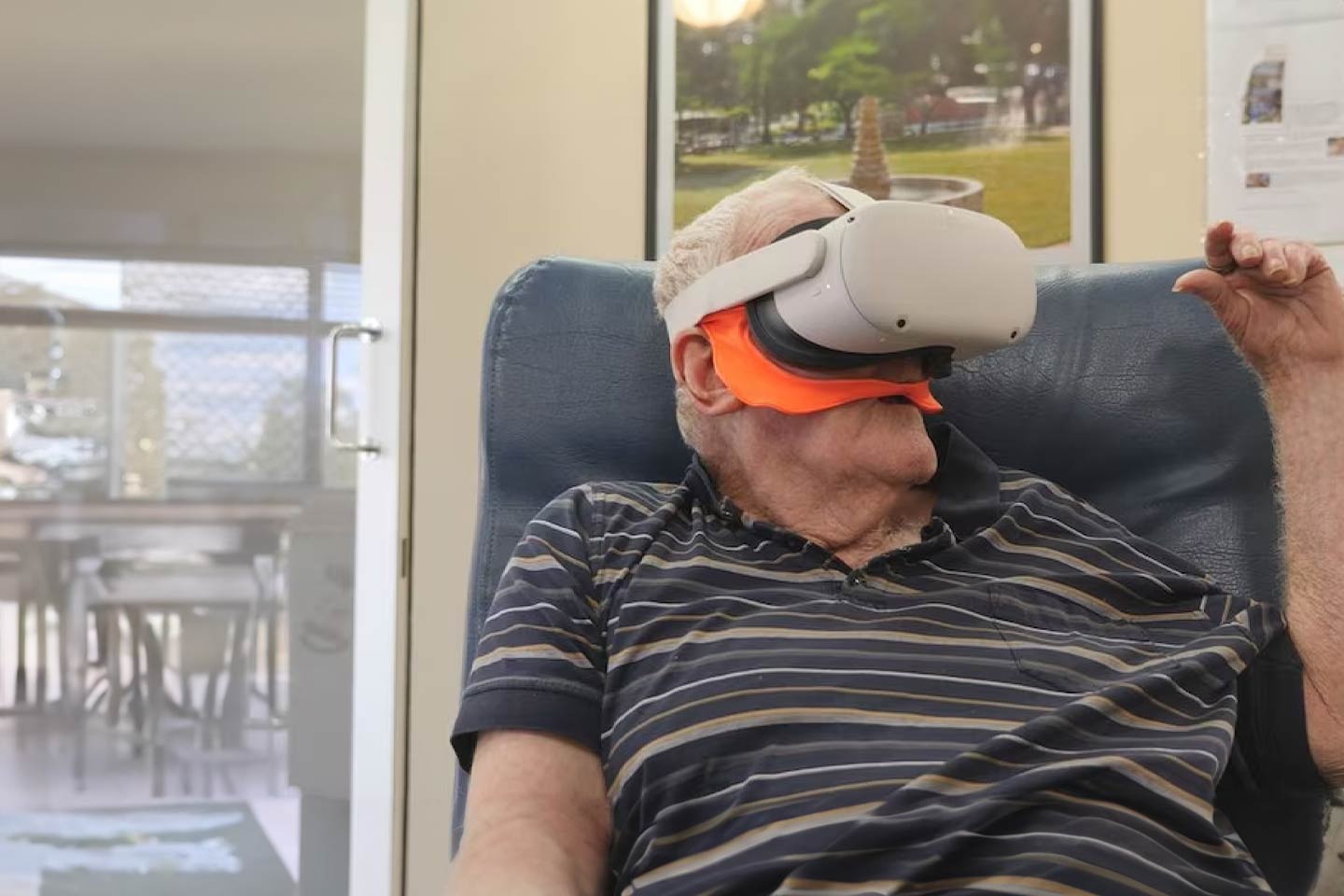 Photo of man wearing VR headset
