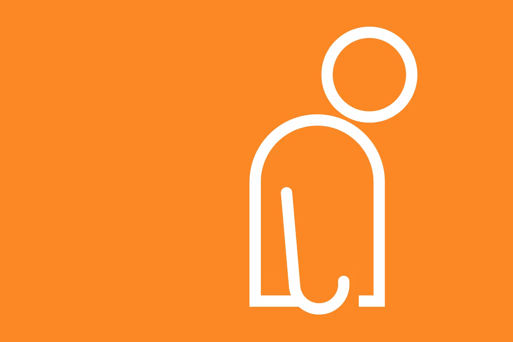 Illustration image of an older person with a cane