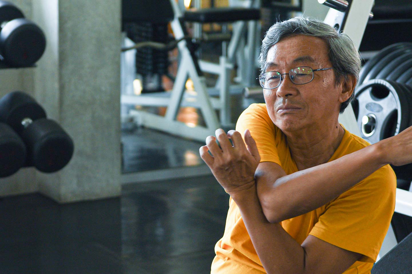 Photo of a senior person in a gym