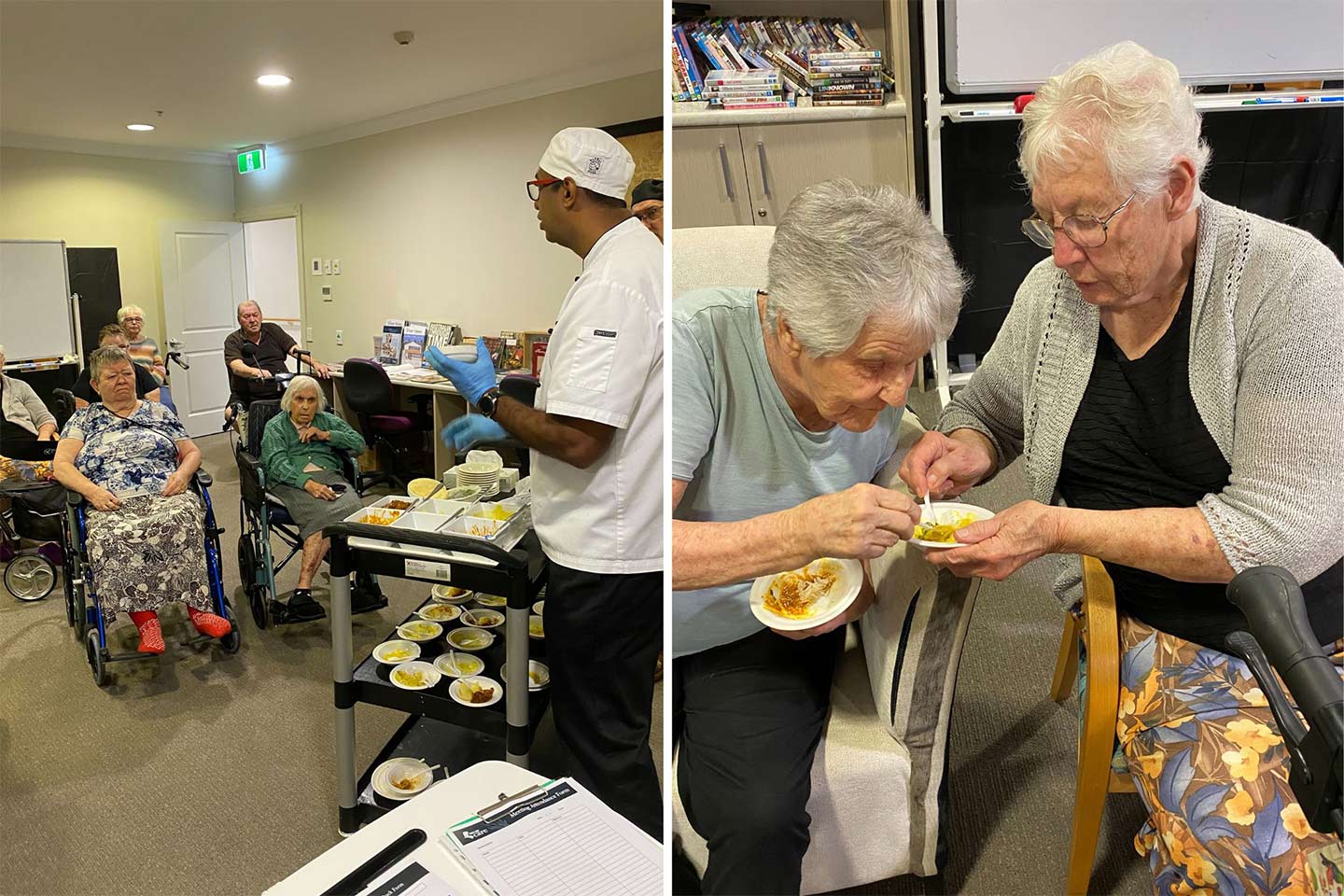 Photos of aged care residents tasting food