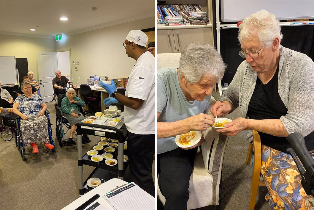 Photos of aged care residents tasting food