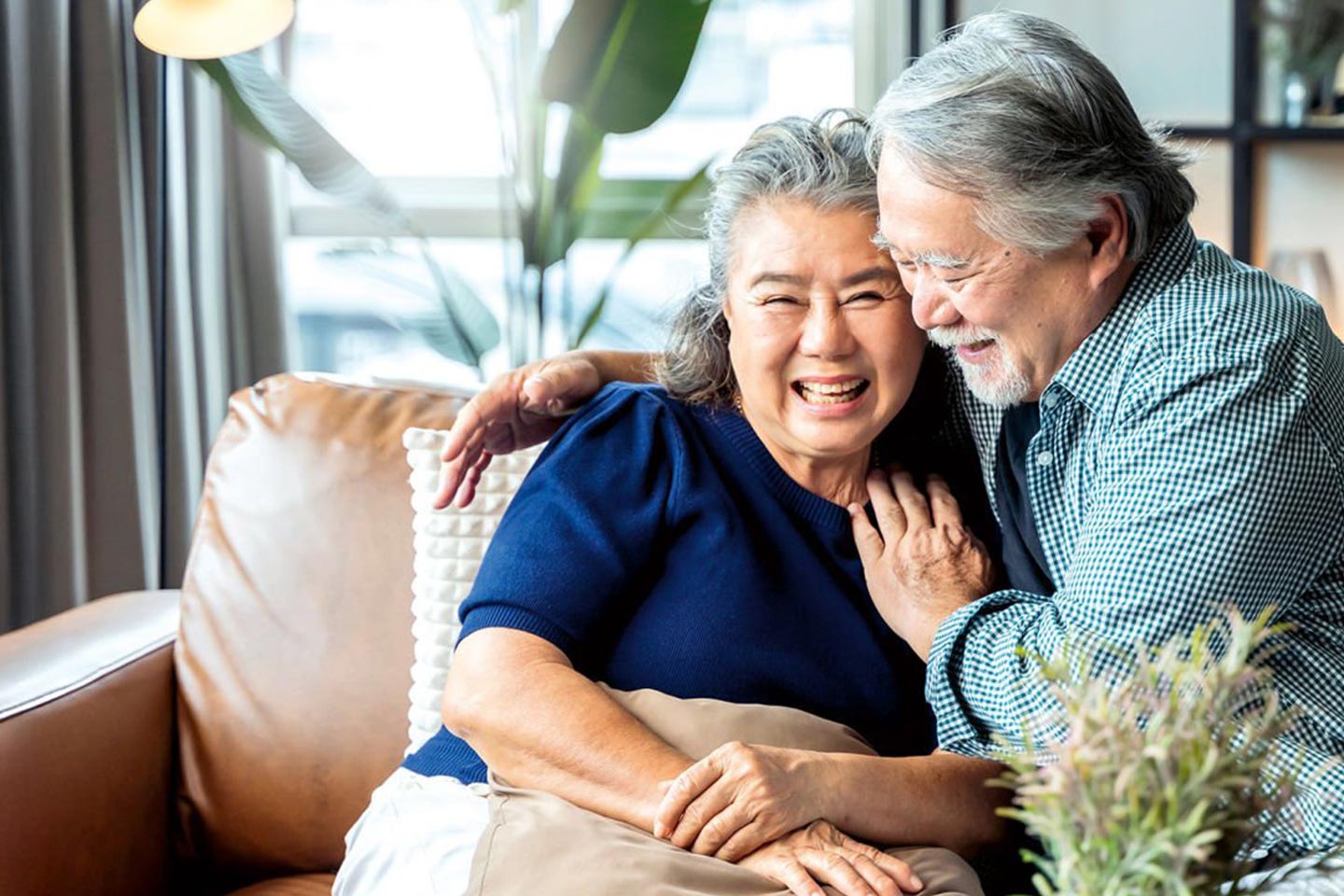 Photo of smiling couple embracing