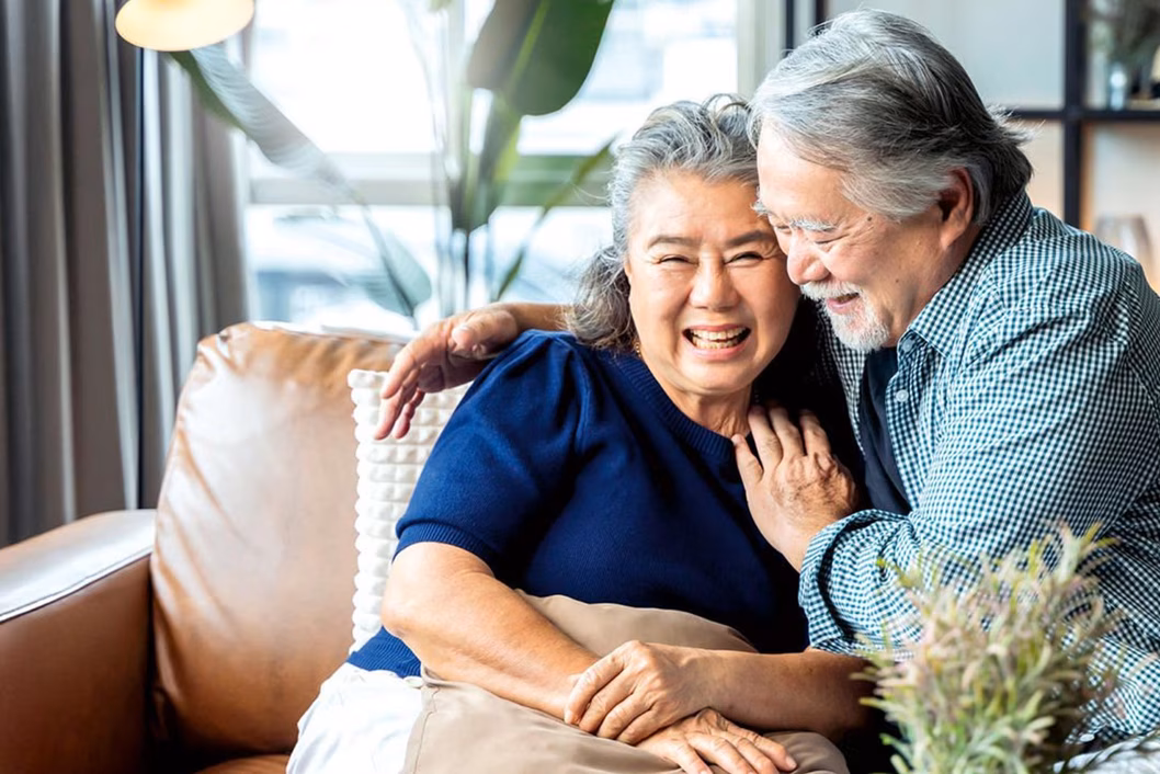 Photo of smiling couple embracing