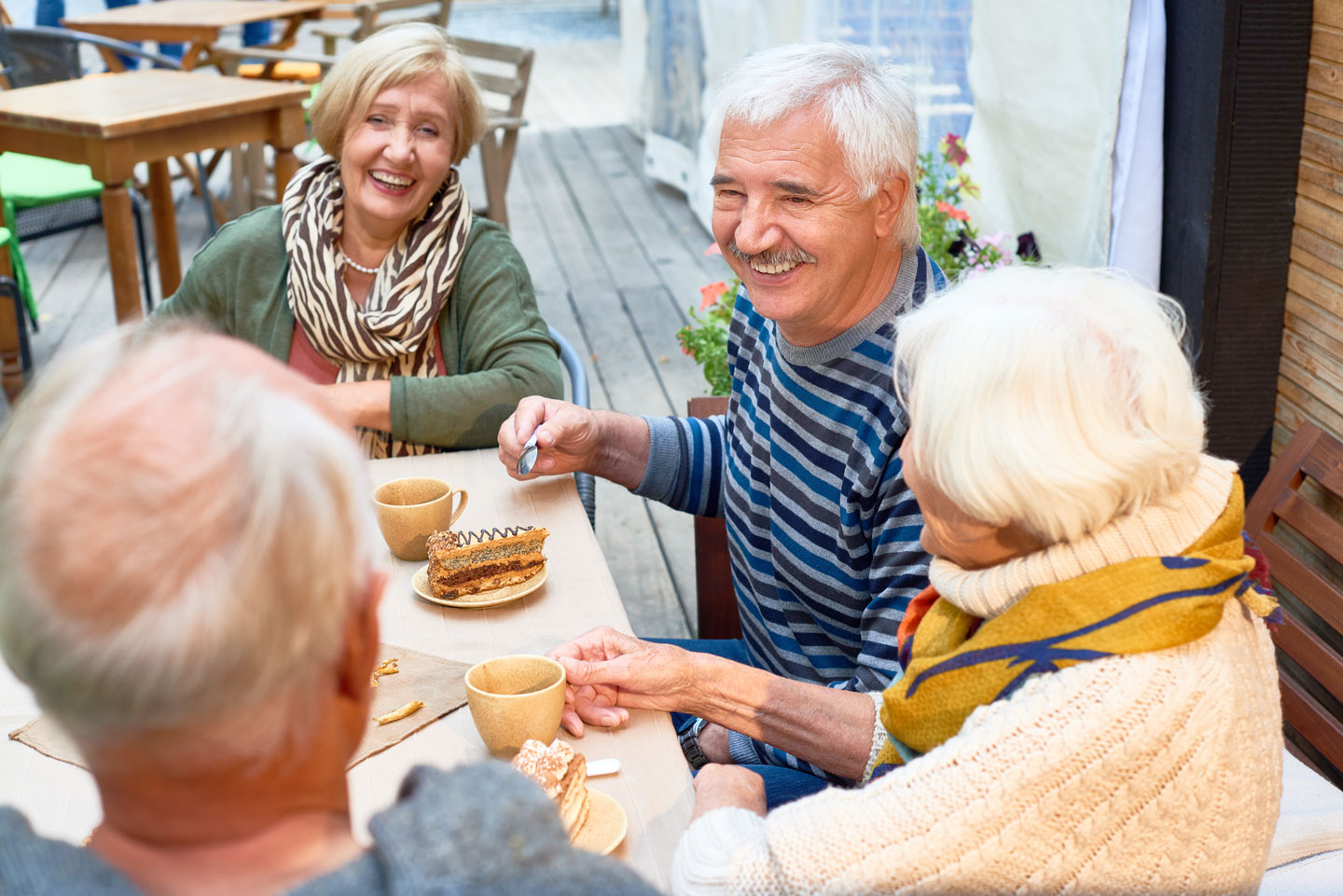 Group of seniors having lunch