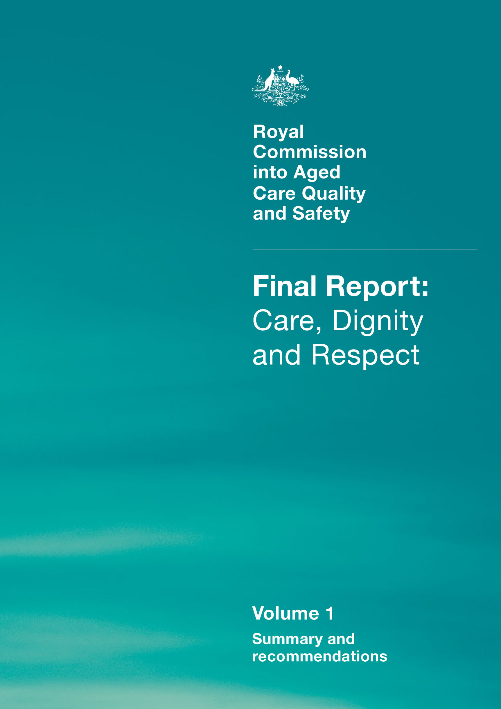 Final Report: Royal Commission into Aged Care Quality and Safety Cover