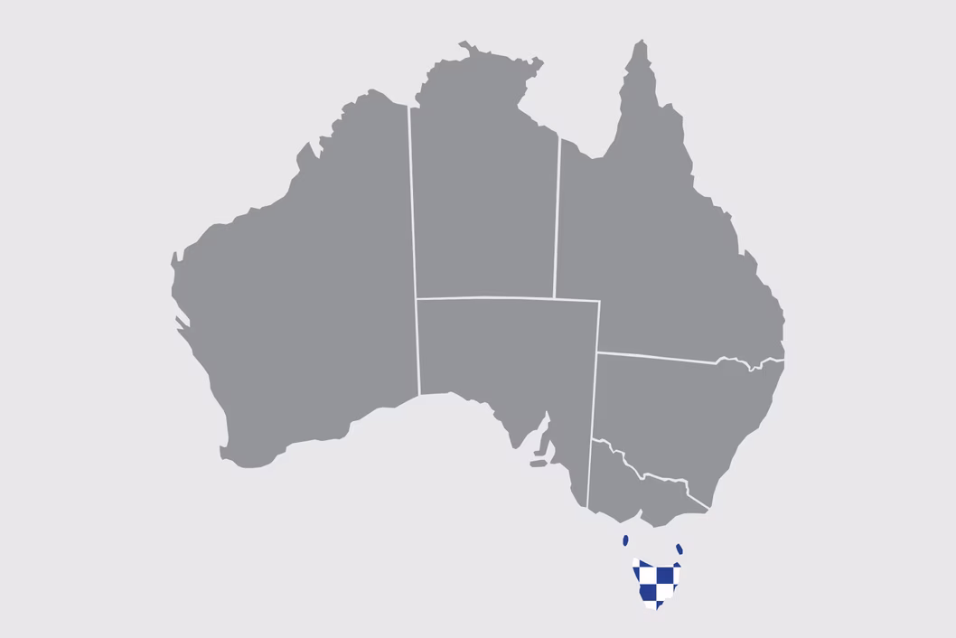 Map of Australia with Police pattern marking Tasmania