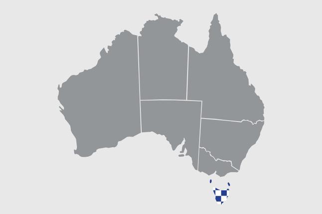 Map of Australia with Police pattern marking Tasmania