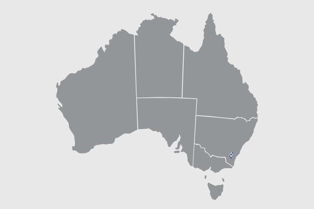 Map of Australia with ACT marked by a Police pattern