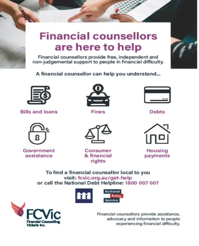 Financial Counselling Victoria help sheet