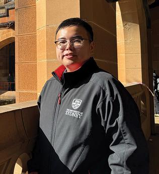 Photo of a student in the cloisters of Sydney University