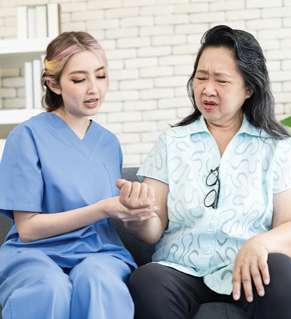 Photo of health worker tending to a patient