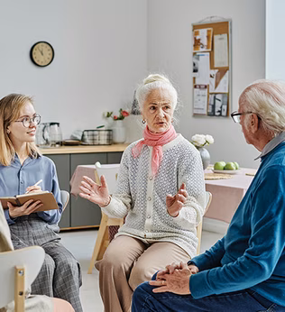 Photo of a group of people in a discussion