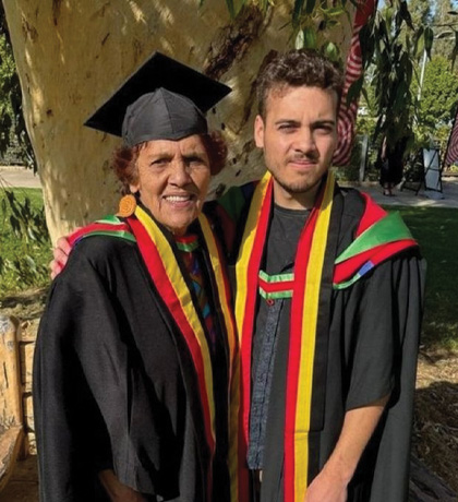 Image of Grandmother and grandson graduate together from Wiradjuri language course