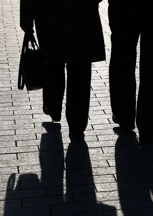 Elderly couple walking