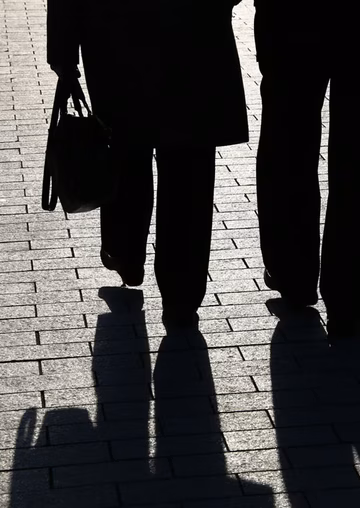 Elderly couple walking