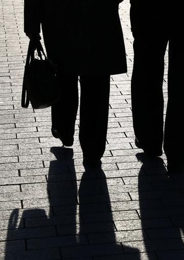 Elderly couple walking