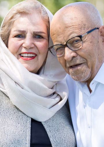 Elderly couple smiling