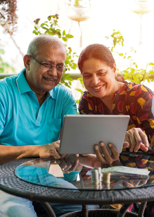 Elderly couple on iPad