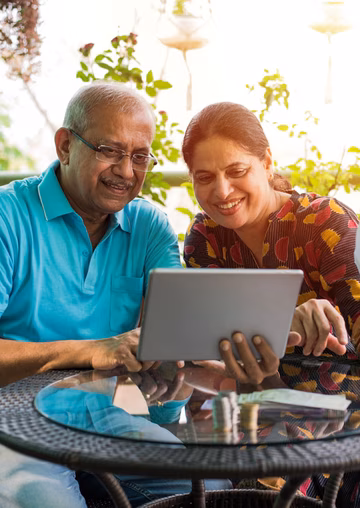 Elderly couple on iPad