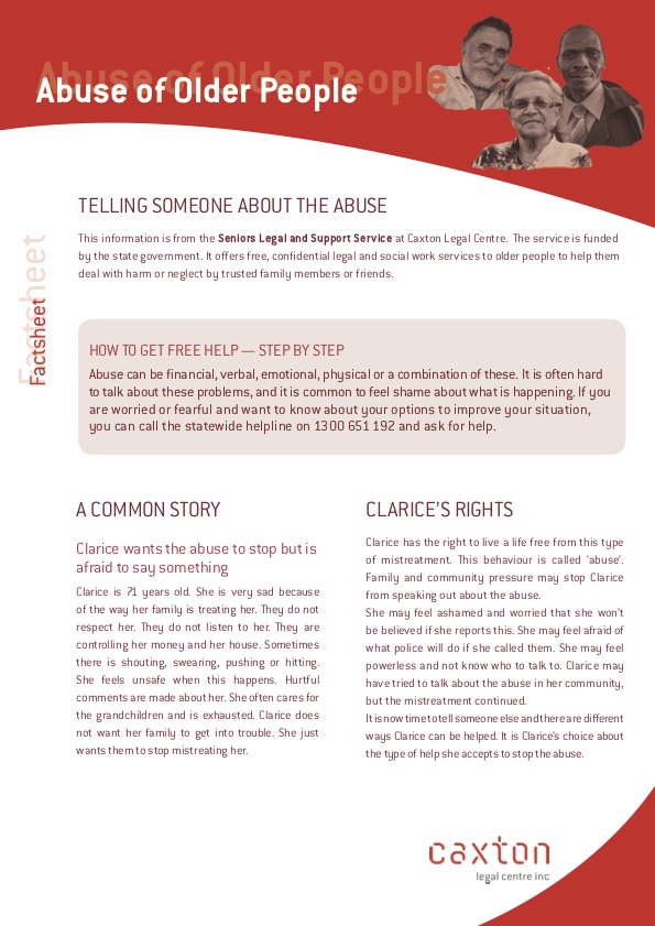 Abuse of Older People: Telling Someone About the Abuse Factsheet