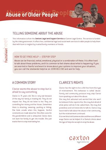 Abuse of Older People: Telling Someone About the Abuse Factsheet