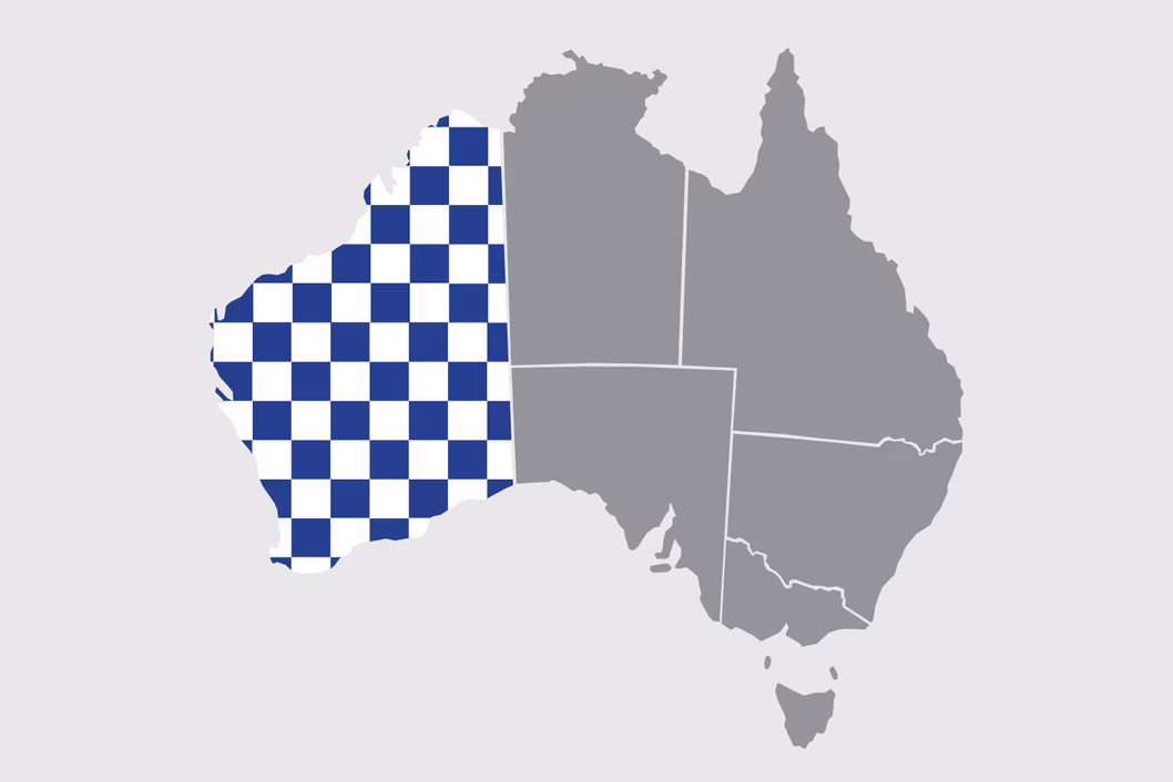 Map of Australia with Police branding for Western Australia