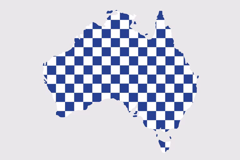 Map of Australia with the Police logo pattern