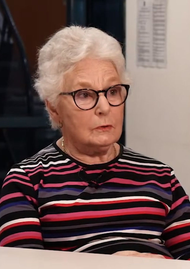 Georgina taking to interviewer