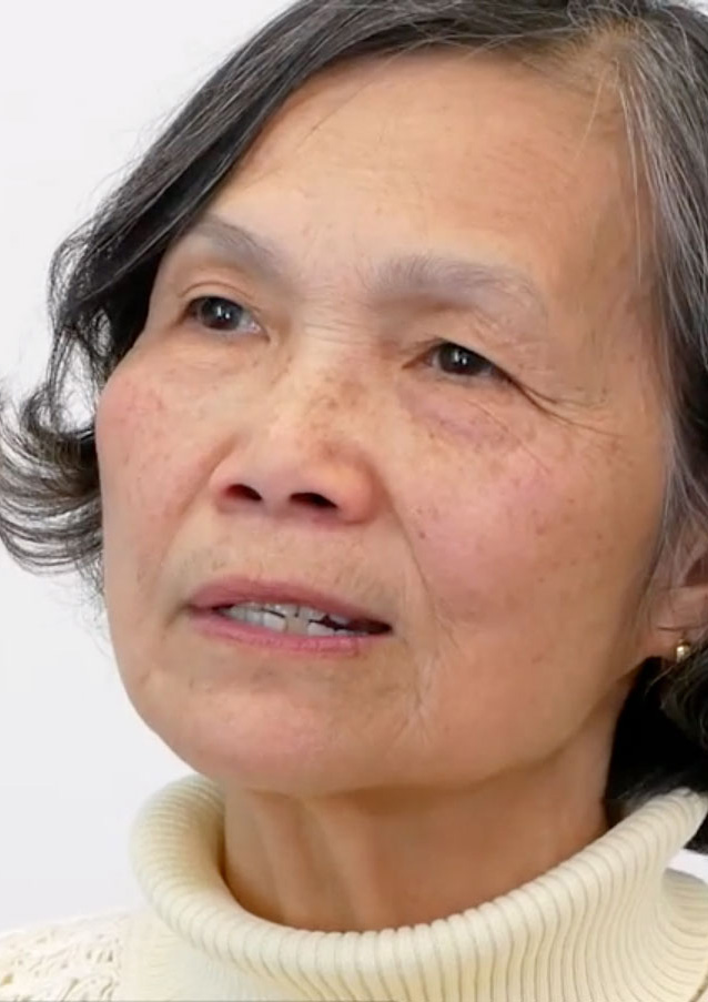 Woman being interviewed