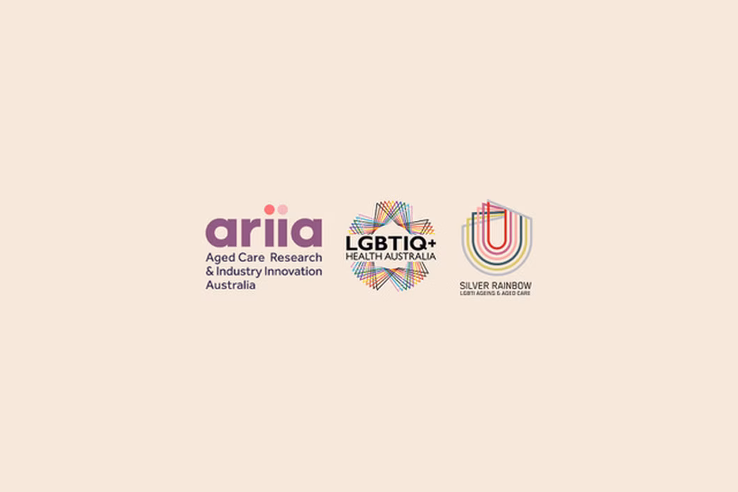 Logos of ARIIA, LGBTIQ+ Health Australia and Silver Rainbow