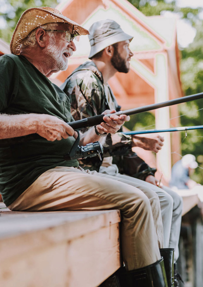 Father and son fishing together