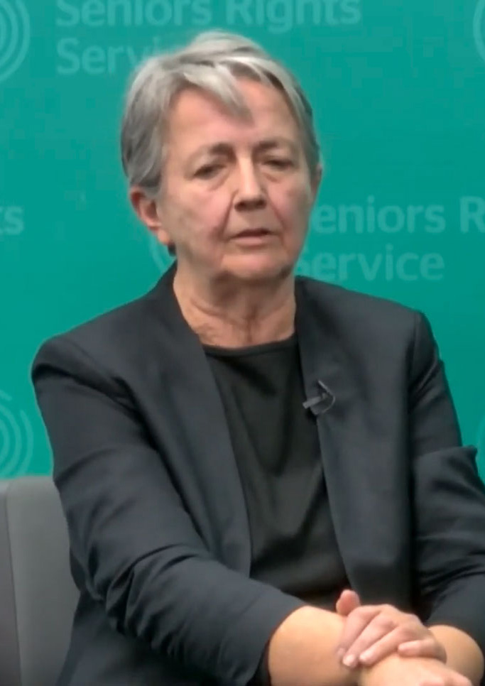 Woman moderating webinar