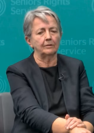 Woman moderating webinar