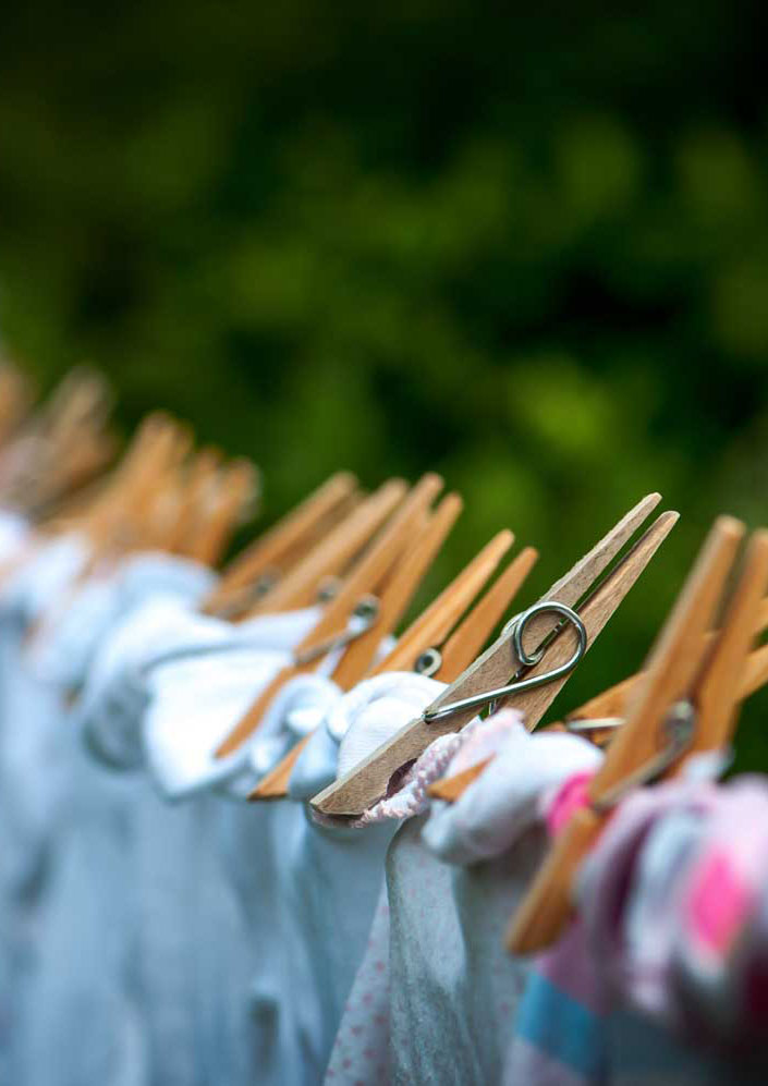 Close up of clothing line